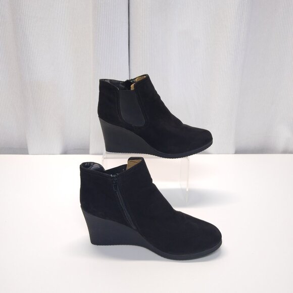 White Mountain Solange Black Wedge Chelsea Boots Size 12M Expandable Side & Zip - Picture 6 of 8